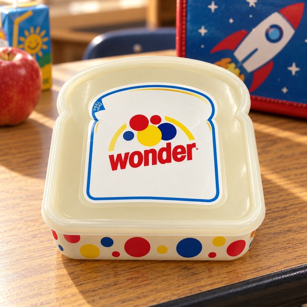 Vintage 2006 Wonder Bread Sandwich Keeper Plastic Container Polka Dot